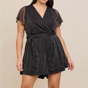NWT Torrid lurex glitter black romper